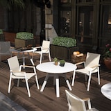 thumbnail of METRO PROFESSIONAL Stapelstoel met teakhouten armleuning, aluminium/synthetische stof, beige