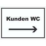 thumbnail of Kunden WC Schild mit Text und Richtungspfeil rechts Toilette waagerecht A3 (297x420mm)