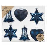 thumbnail of 6 Christbaumschmuck Formen Mix 9cm Kunststoff Christbaumkugeln Glitzer Weihnachtskugeln Weihnachtsbaumkugeln Weihnachtsdeko Bruchsicher Dunkelblau