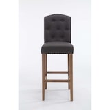 thumbnail of Décoshop26 - Tabouret de bar chaise haute avec dossier capitonné tissu gris foncé et pieds en bois clair 10_0000075