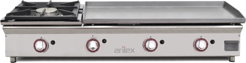 Plancha Industrial Gas Acero Rectificado Con Fogón 120PGRFN Arilex