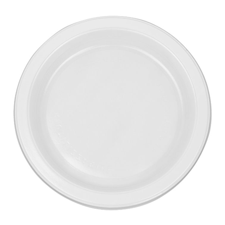 MONOUSO - Prato Raso Reutilizável Económico PS Branco Ø16,5cm (50 Uds)
