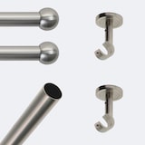 thumbnail of Kit de tringle à rideaux Nickel Mat 200cm Diam.20mm Embout Boule - Fixation Plafond - Boulet