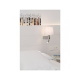 thumbnail of room led, applique in metallo satinato con paralume bianco, faro barcelona