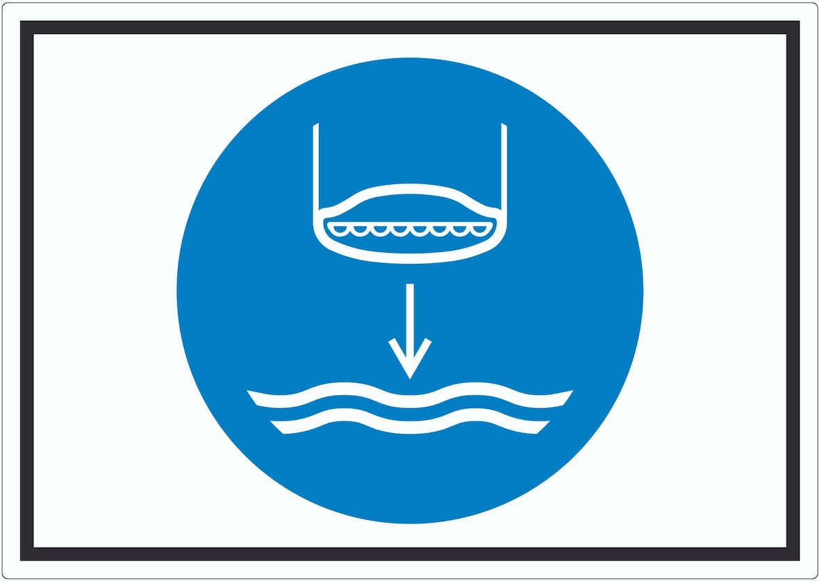 Rettungsboot fieren beim Aussetzvorgang Symbol Aufkleber A1 (594x841mm)