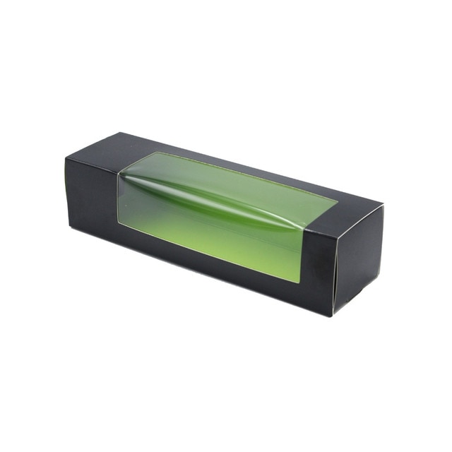 Boîte à 6 macarons avec fenêtre extérieur noir/intérieur vert par 100 pièces JORIDEAL