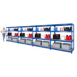 thumbnail of PROREGAL Mega Deal 4x Profi Schwerlastregal Rhino | HxBxT 180x160x60cm | 4 Spanplatten-Ebenen 8mm | Fachlast 500kg | Blau