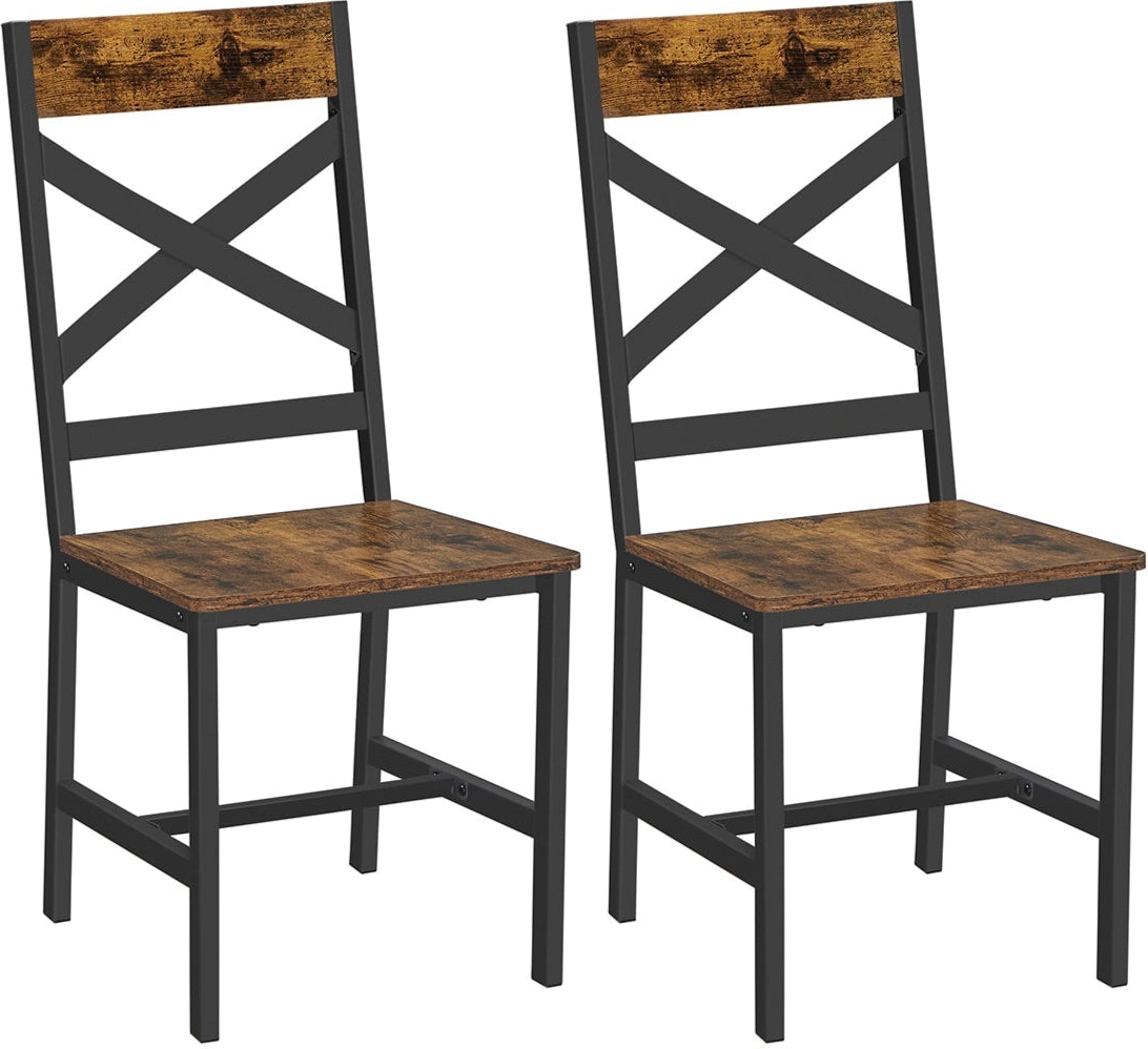 Helloshop26 - Esszimmerstühle 2er-Set Küchenstühle ergonomisches Stahlgestell Industriestil für Wohnzimmer/Küche rustikales Braun 12_0004981