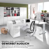 thumbnail of bümö Schreibtisch groß, N-Serie 180x100 cm, Tischplatte aus Holz in Eiche, Gestell aus Metall in Silber - PC Tisch, großer Computertisch für's Büro,