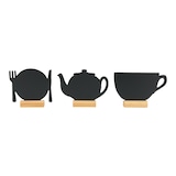 thumbnail of Securit® Conjunto de 3 Mini Quadros de mesa - Silhueta Chávena / Bule / Prato - Base de madeira - Marcador de giz incluído