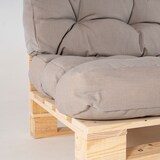 thumbnail of Pack 4 sofás para palets + 4 cojín de asiento 80x120x16 cm + 4 cojín respaldo 42x120x16 cm, Lux Color Cappuccino, Repelente al agua