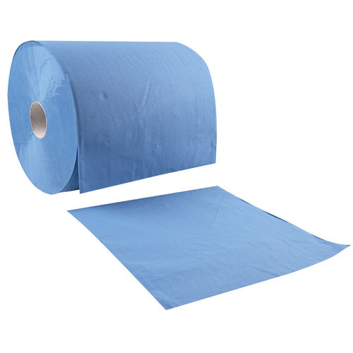Putzpapierrolle, blau, 3-lagig, 500 Blatt 38 x 35cm, 175 Laufmeter, 2x1 Rolle