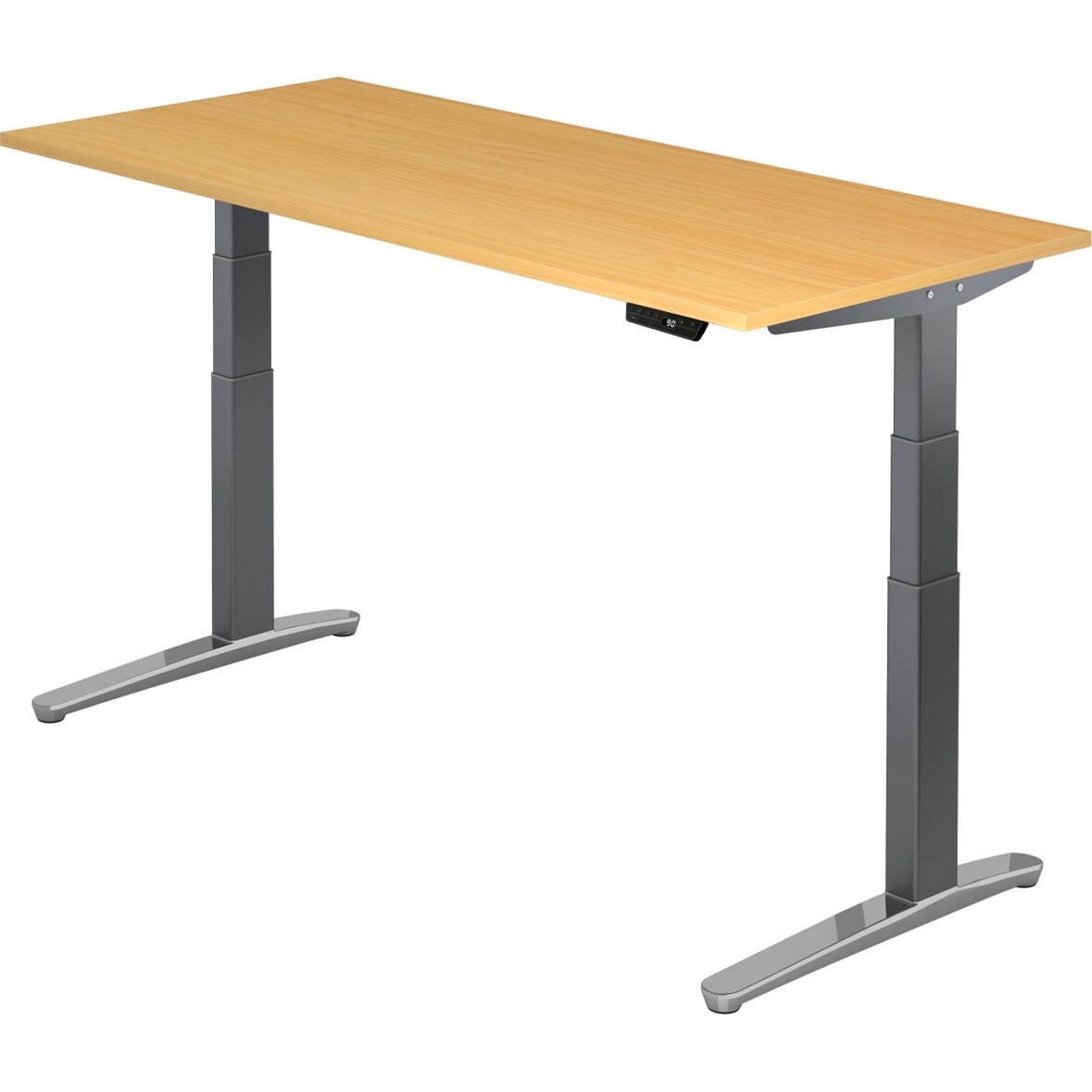 Sitz-Steh-Schreibtisch elektrisch 180x80cm Buche/Graphit-alu