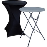 thumbnail of BRASQ Statafel Grijs Inklapbaar Set van 2 ⌀ 80cm Inclusief 2x Zwarte Statafelrok - Bartafel - Vouwtafel