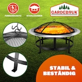 thumbnail of GARDEBRUK® Feuerschale mit Funkenschutz Schürhaken Edelstahl Ø75cm Feuerstelle Feuerkorb Terrassenofen Grill Garten