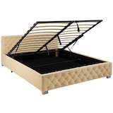 thumbnail of tectake Gestoffeerd bed met LED-strips & opbergruimte - beige, 180 x 200 cm - 405978