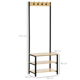 thumbnail of Perchero de Pie Perchero Metálico Zapatero 2 Estantes 4 Ganchos Colgador Pasillo