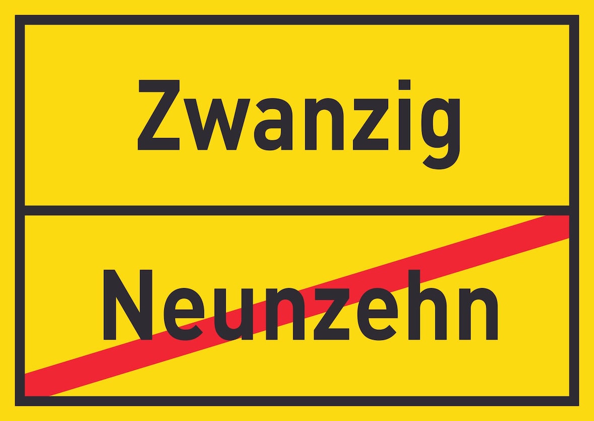 Zwanzig Neunzehn Schild Ortsschild A5 (148x210mm)