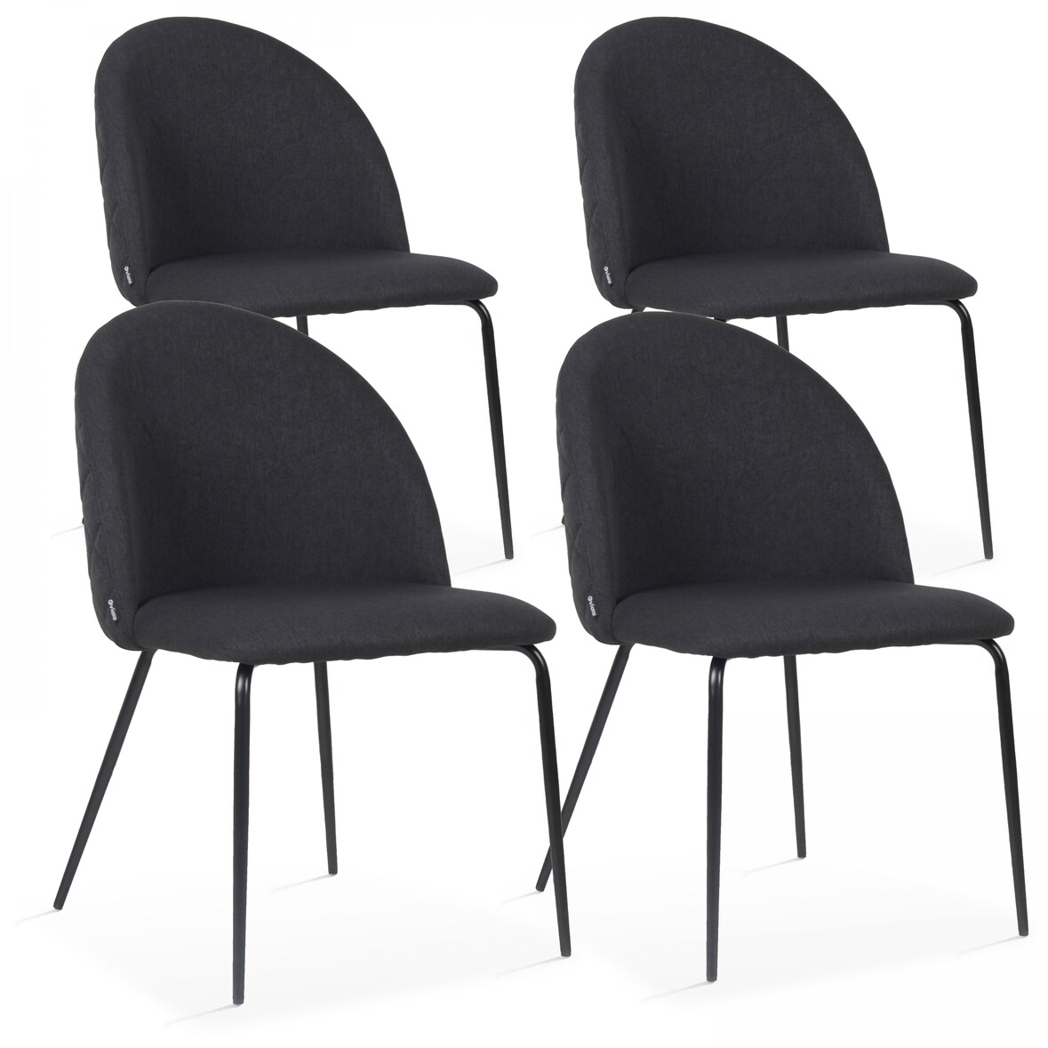 Set di 4 sedie in tessuto nero