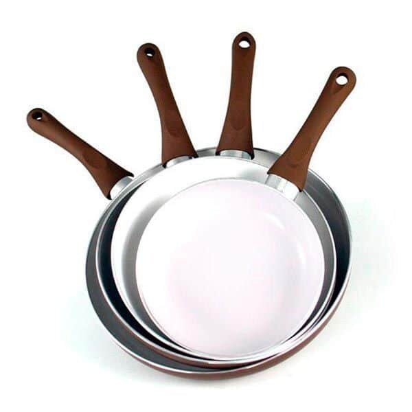 Juego de Sartenes con Recubrimiento de Ceramica (4 piezas) Duroteck, 18 cm, 22 cm, 24 cm y 28 cm de Diámetro, Libres de tóxicos