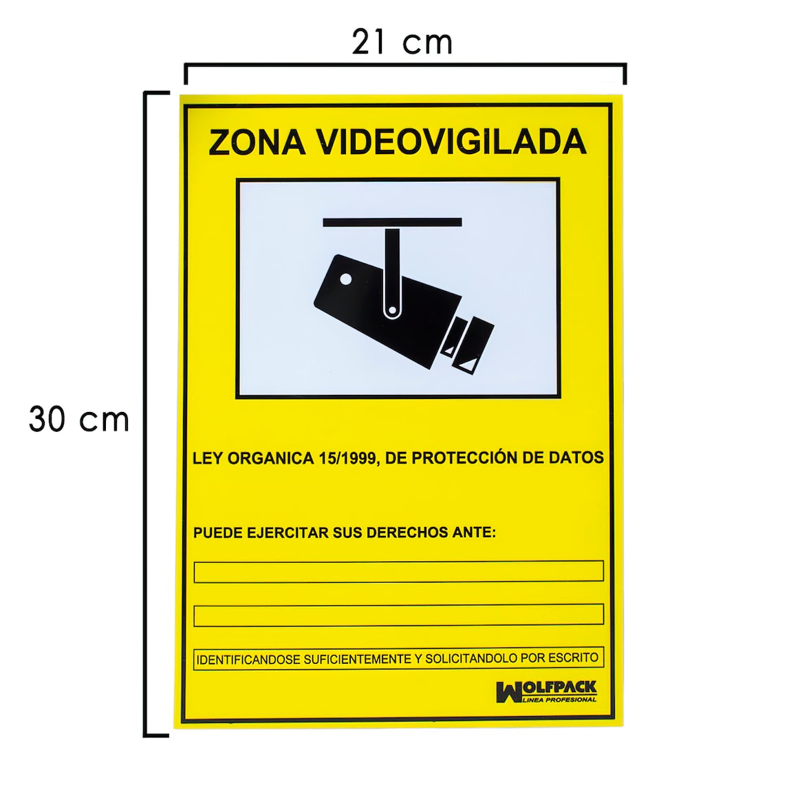 Cartel Zona Videovigilada 30x21 cm.