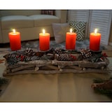 thumbnail of Adventskranz länglich, Weihnachtsdeko Adventsgesteck, Holz 11x15x50cm weiß-grau ~ mit Kerzen, rot