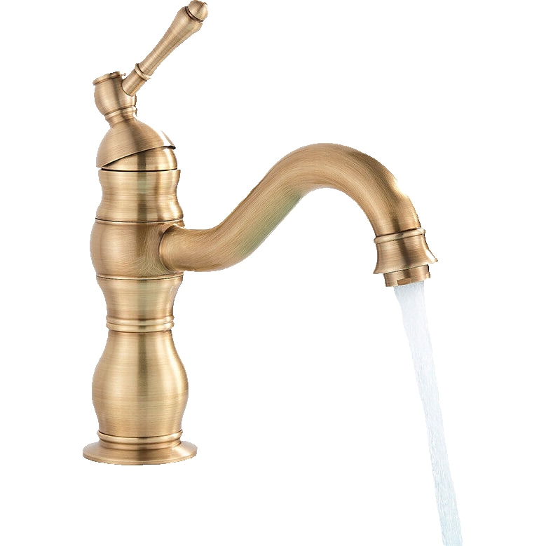 NALA | Vintage Hotel Gastro Messing gebürstet  niedrige Badarmatur |Retro Premium Edelstahl Wasserhahn  Waschbecken klein |Mischbatterie 2 Anschlüsse