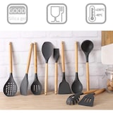thumbnail of Set de utensilios cocina de silicona 12 piezas juego para cocinar con mango de madera resistentes al calor y Antiadherentes gris
