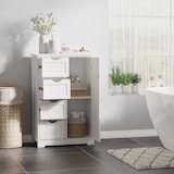 thumbnail of Armario Auxiliar de Baño Mueble para Baño con Puerta 4 Cajones y Estante Ajustable para Cocina Salón 56x30x83 cm