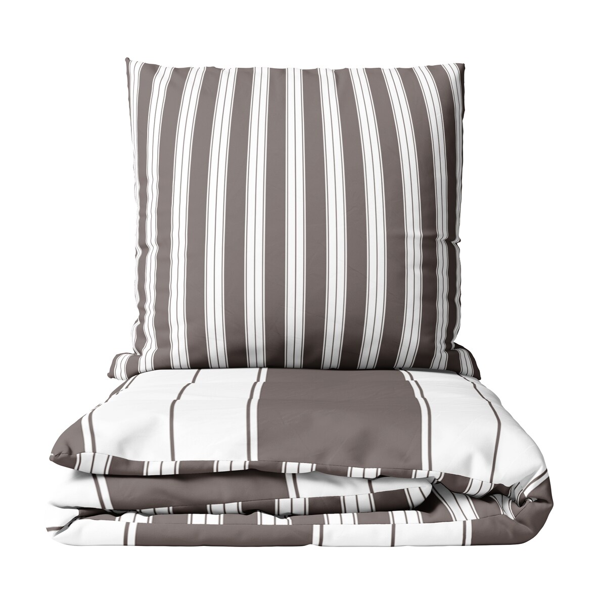 Bettwäsche 155x220 cm Set Braun Gestreift Streifen Baumwolle Wendeseite Pflegeleicht mit Reißverschluss