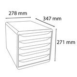 thumbnail of EXACOMPTA Cassettiera Big-Box Plus 3097220D, 5 cassetti, box polistirolo monoblocco, (PxlxAlt) 34,7x27,8x27,1 cm, gamma Iderama nero/viola glossy