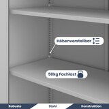 thumbnail of Aktenschrank abschließbar KADO 4 Ebenen verstellbar Flügeltüren Metallschrank Werkstatt Büroschrank aus Stahl Werkzeugschrank 140x90x60cm Grau