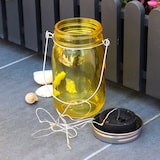thumbnail of LED Solarglas Windlicht Laterne LED Einmachglas Tischleuchte Terrasse gelb