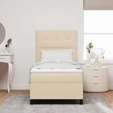 thumbnail of vidaXL Boxspringbett mit Matratze mit Kopfteil Creme 80 x 200 cm Stoff