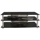 thumbnail of Zumbo TV-Möbel mit 3 Glasböden Silberfarbig, Schwarzglas.