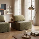 thumbnail of Oviala Stoffen fauteuil voor modulaire bank met groen kussen