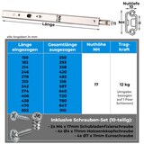 thumbnail of Schubladenschienen 2 STÜCK 1 Paar SCHWARZ Teilauszug Schubladenauszug Rollenauszug Kugelauszug 470mm