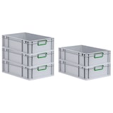 thumbnail of PROREGAL Eurobox NextGen Color | HxBxT 17x40x60cm | 34 Liter | Griffe grün geschlossen | Glatter Boden | Eurobehälter, Transportbox, Transportbehälter