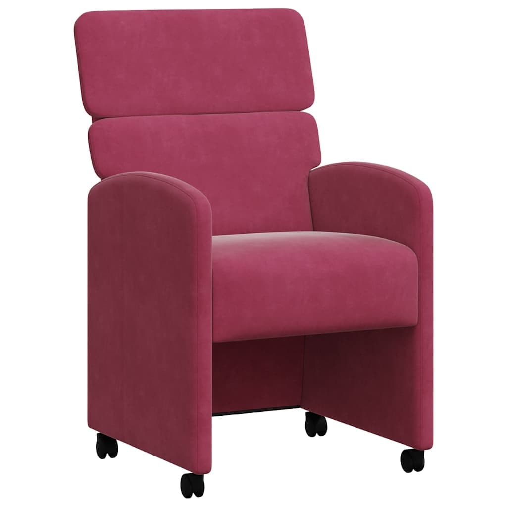 vidaXL Esszimmerstühle mit Rollen 2 pcs Weinrot 58 x 65 x 98 cm Samt