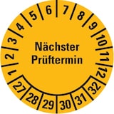 thumbnail of Dreifke® Prüfplakette Nächster Prüftermin 27-32,gelb,Dokufolie,Spezialkl.,Ø 30mm,18 St/Bogen