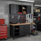 thumbnail of Bancada de garagem com armário de arrumação - Superfície de trabalho em madeira 2 armários 3 gavetas Painel perfurado Capacidade de carga 500kg VITO