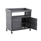 thumbnail of METRO PROFESSIONAL Carrello di servizio con armadietto Balsario, alluminio/PE rattan, 112 x 56 cm, grigio pietra
