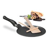 thumbnail of Relaxdays Crêpepfanne mit Teigverteiler & Holzspatel, induktionsgeeignet, Aluminium, Pfannkuchenpfanne, Ø 25 cm, schwarz