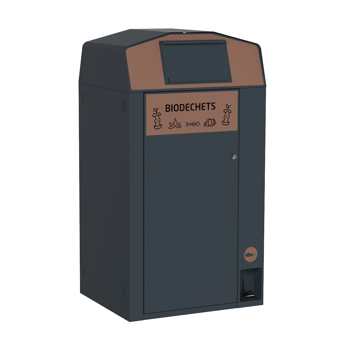 Rossignol - Point de tri biodéchets avec pédale 120L TRIROK - marron