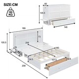 thumbnail of Mobiles Schrankbett 140x200 mit Schubladen und Regalfunktion, Kiefernholz/MDF, weiß – Platzsparend und funktional für kleine Räume