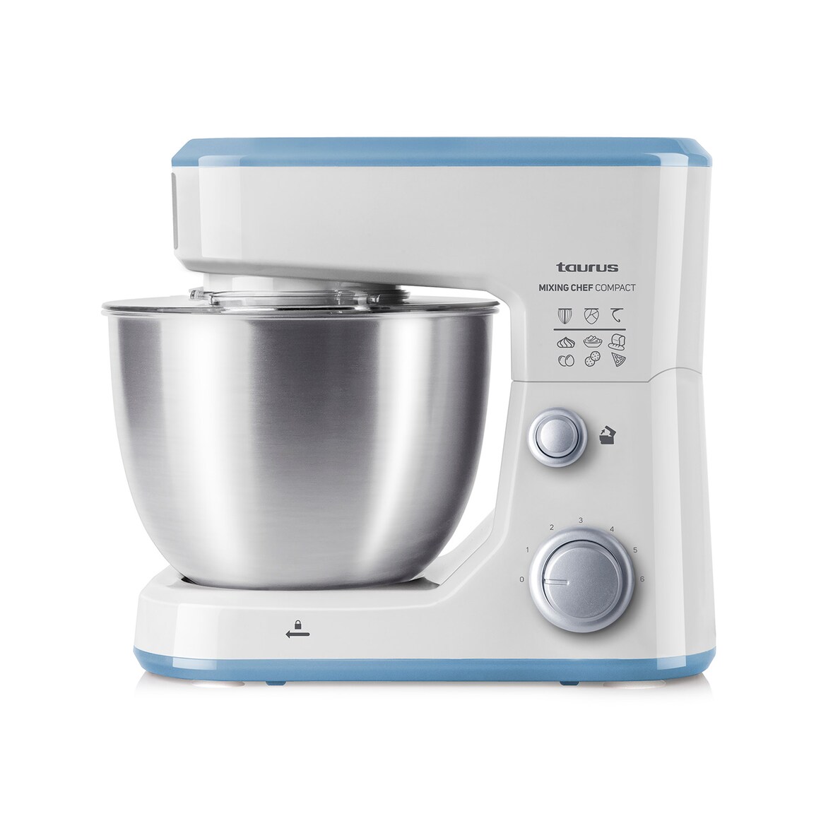 Taurus Mixing Chef Compact Batidora amasadora de 500W con bol de 4L, 6 velocidades + 5 funciones, con sistema planetario