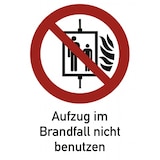 thumbnail of Dreifke® Aufkleber Aufzug im Brandfall nicht benutzen ISO 7010, Kombischild, Folie, 105x148 mm