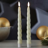 thumbnail of LED Stabkerzen Twist Tafelkerzen gedreht Echtwachs H: 25cm creme 2St