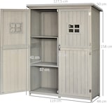 thumbnail of Cobertizo de Madera Caseta de Jardín Exterior Armario Herramientas de Jardinería con Estantes Doble Puerta Ventanas y Techo Asfáltico 127,5x50x164 cm