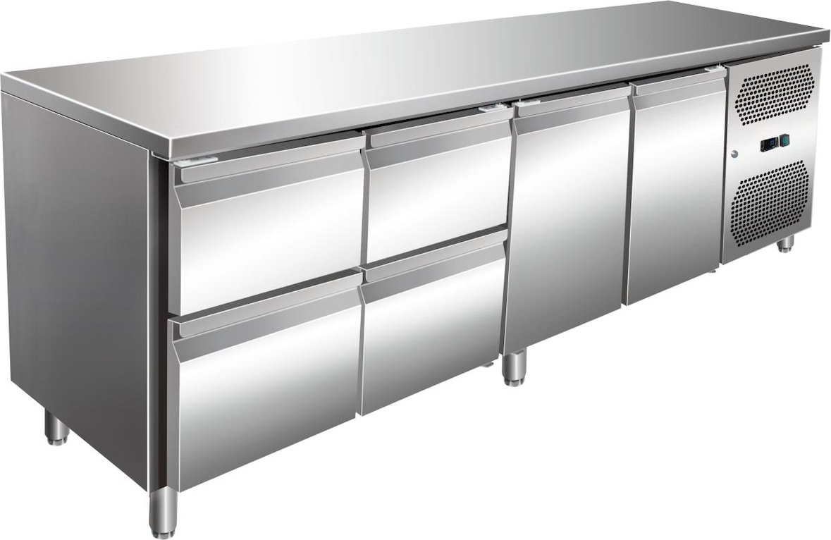 A&S VIP Kühltisch mit 2x 2 Schubladen und 2 Türen -2 bis +8°C 2.230x700x860 mm